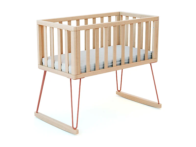 Culla a dondolo neonati legno ONLY - Terracotta - 40 x 80 - 90 x 52 x 75 cm