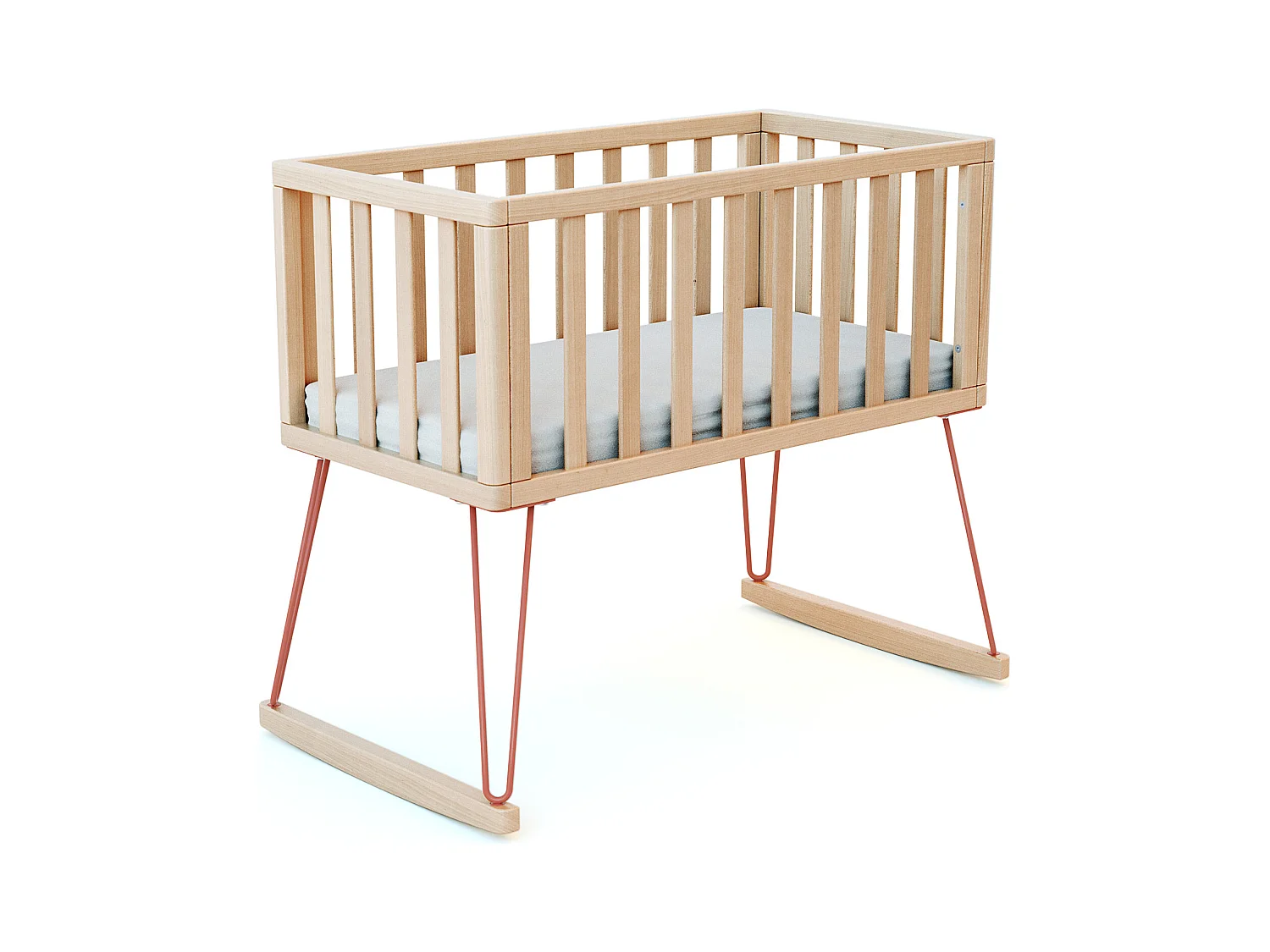 Schommelwieg ONLY in hout Beuken en Terracotta 40 x 80 cm