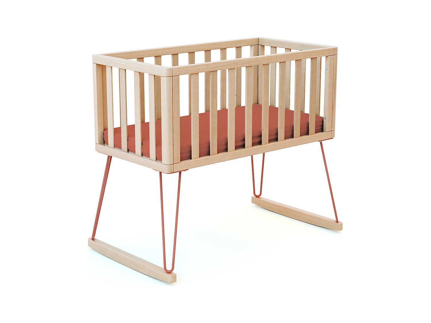 Schommelwieg ONLY in hout Beuken en Terracotta 40 x 80 cm