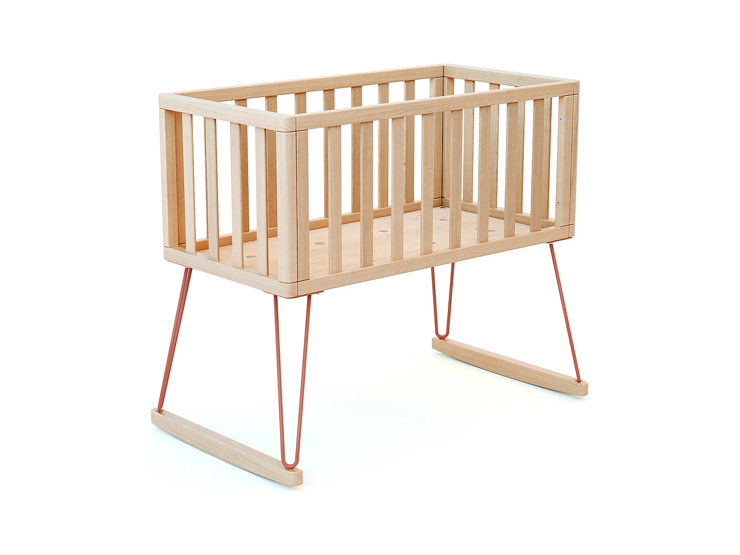 Schommelwieg ONLY in hout Beuken en Terracotta 40 x 80 cm