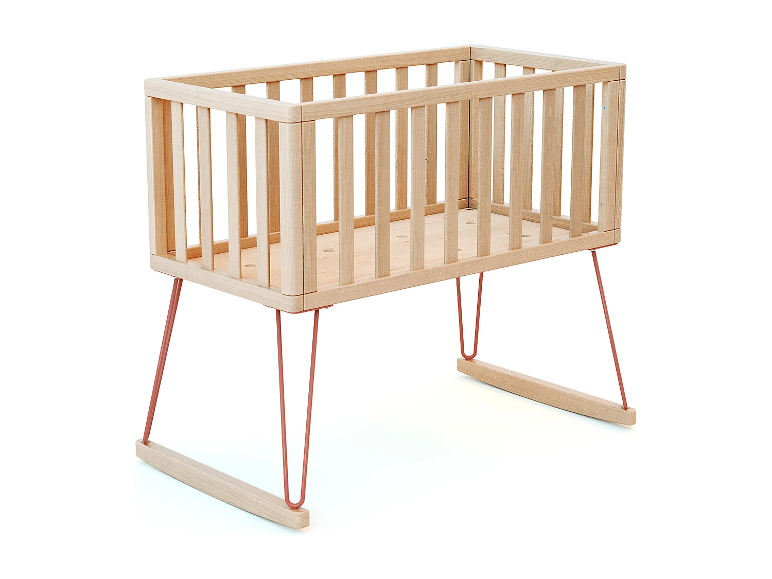 Schommelwieg ONLY in hout Beuken en Terracotta 40 x 80 cm
