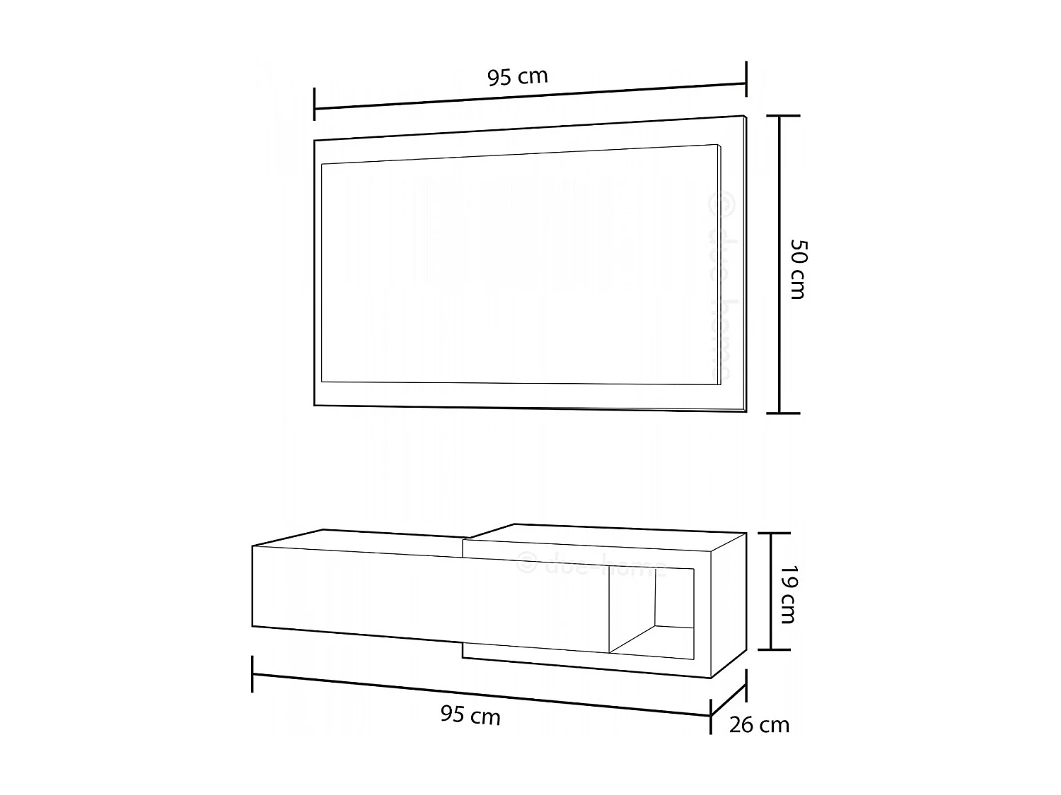 Console suspendue réversible avec 1 tiroir et 1 miroir L95 cm - NOON