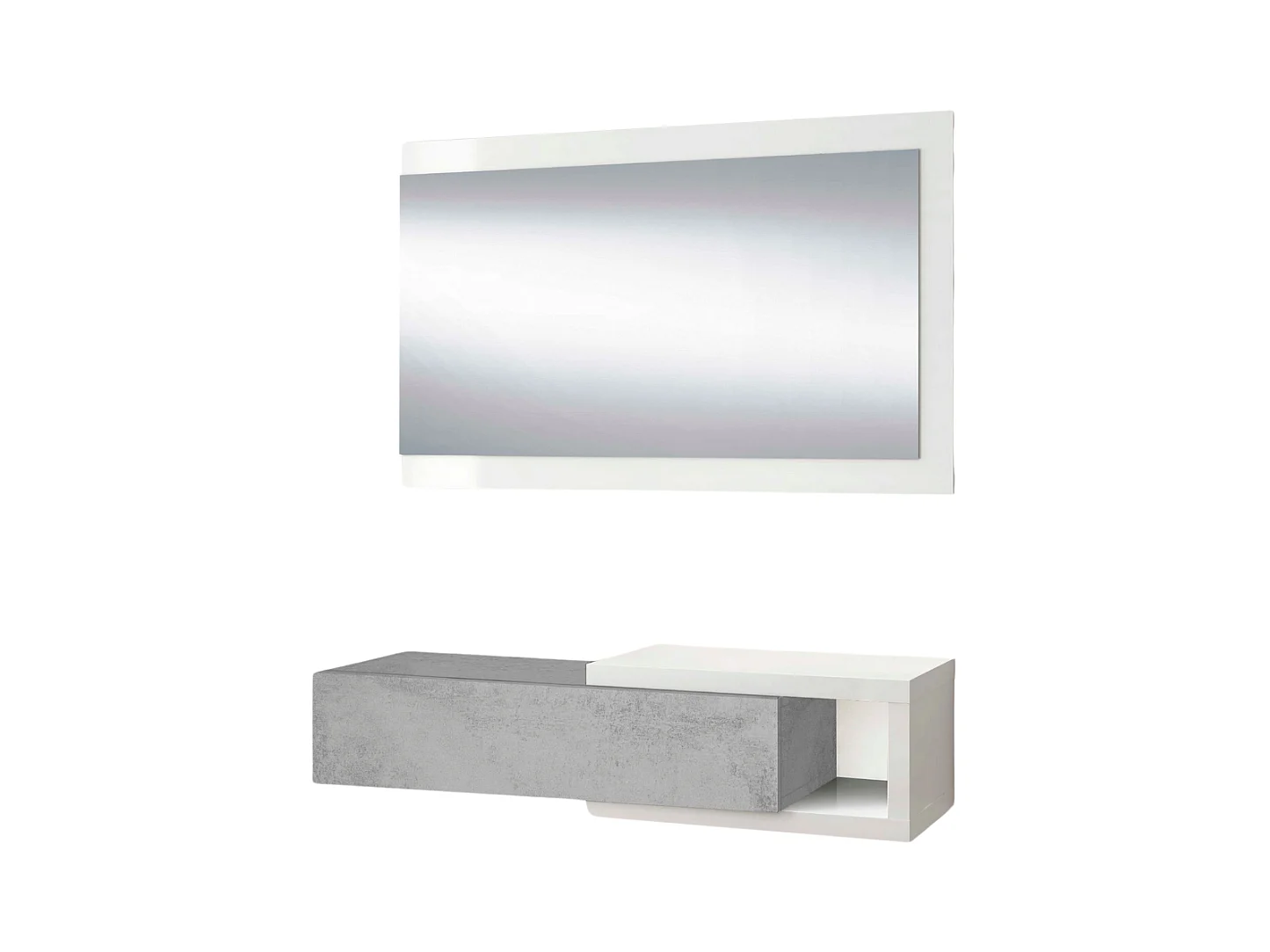 Consolle sospesa reversibile con 1 cassetto e 1 specchio L95 cm - NOON