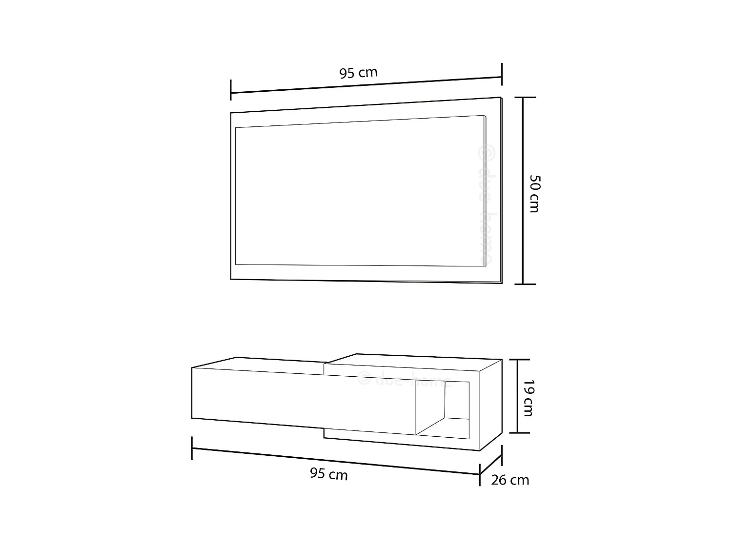 Console suspendue réversible avec 1 tiroir et 1 miroir L95 cm - NOON