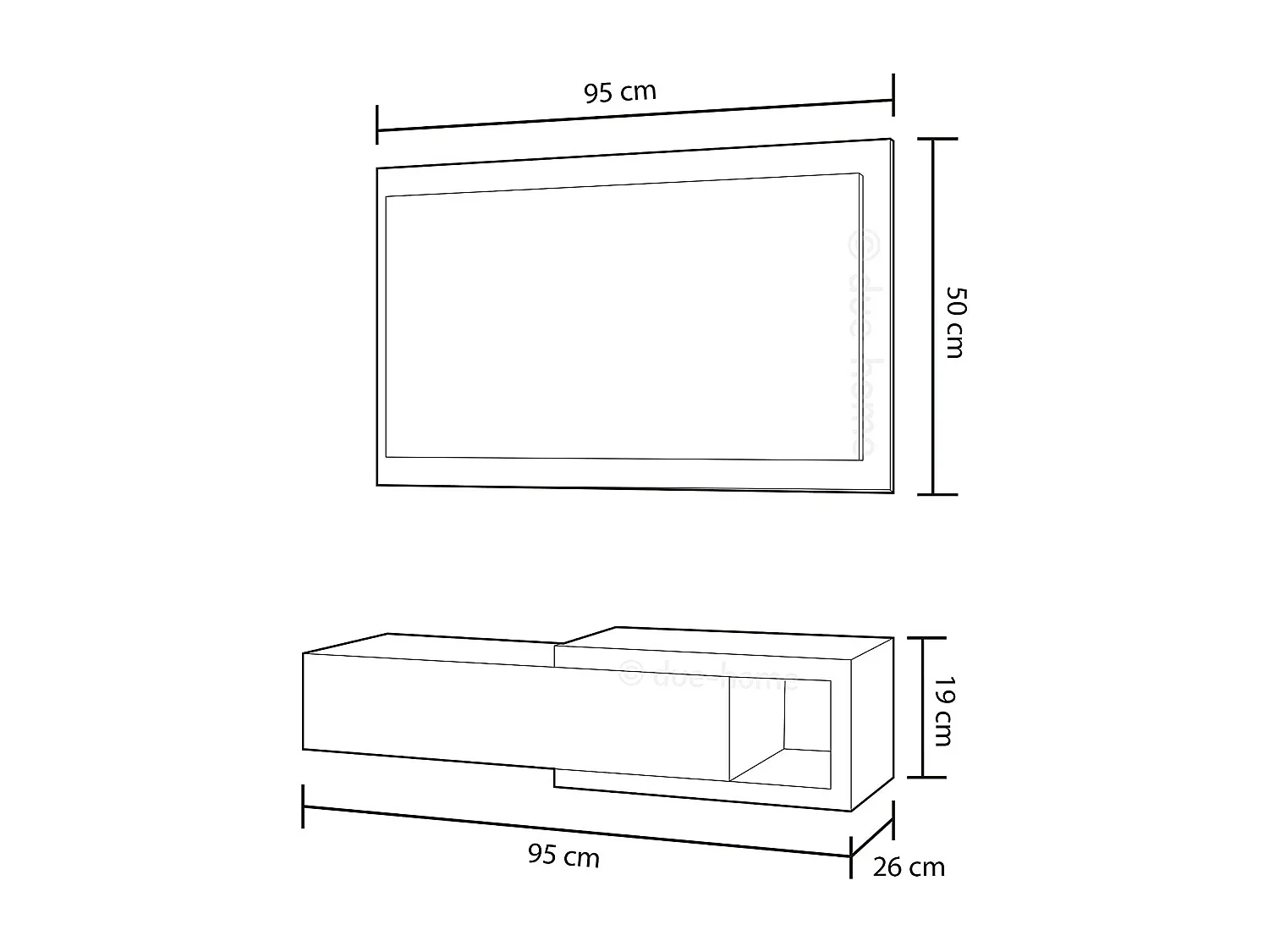 Console suspendue réversible avec 1 tiroir et 1 miroir L95 cm - NOON