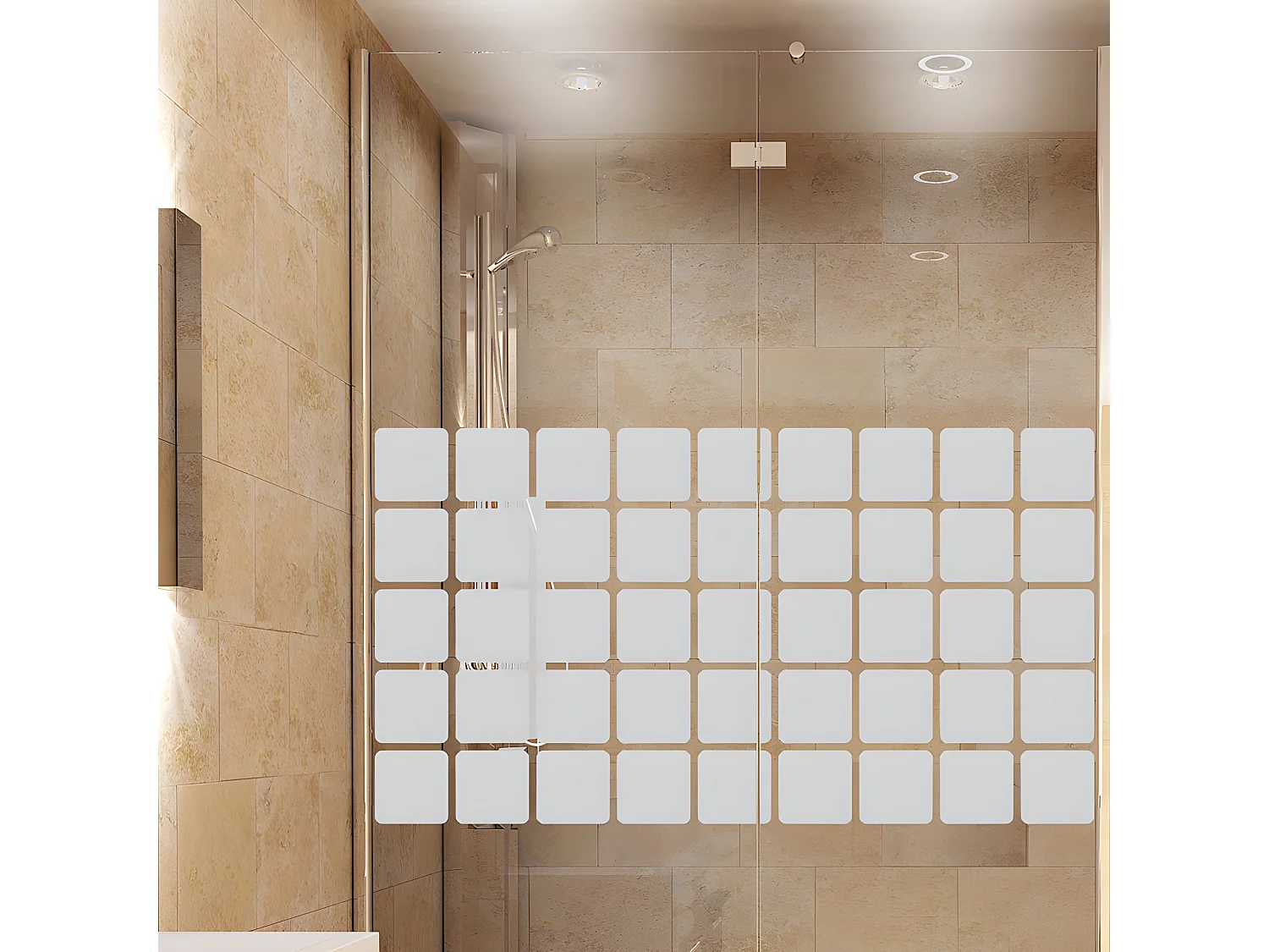 Film Fenêtre Anti Regard Occultant - MOSAÏQUE - Stickers Autocollant Brise-Vue pour Vitre & Porte de Douche - 55x100cm