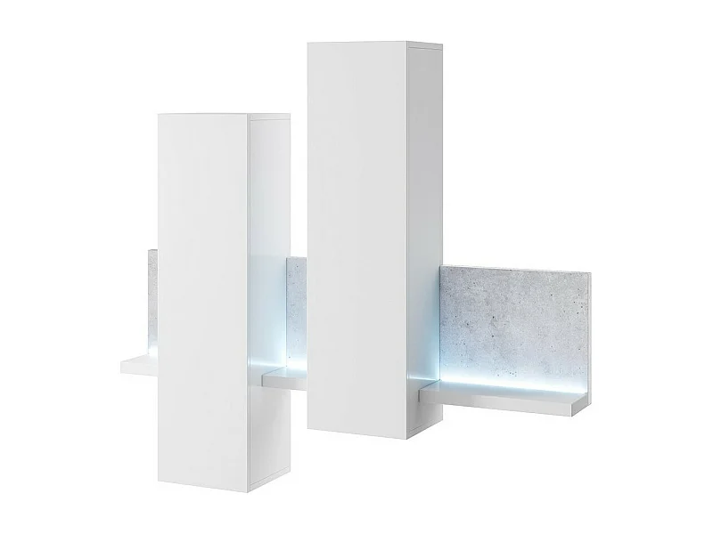 Wandcompositie BERGAMO – 152 cm – Wit en betoneffect – Geïntegreerde LED – Modern ontwerp