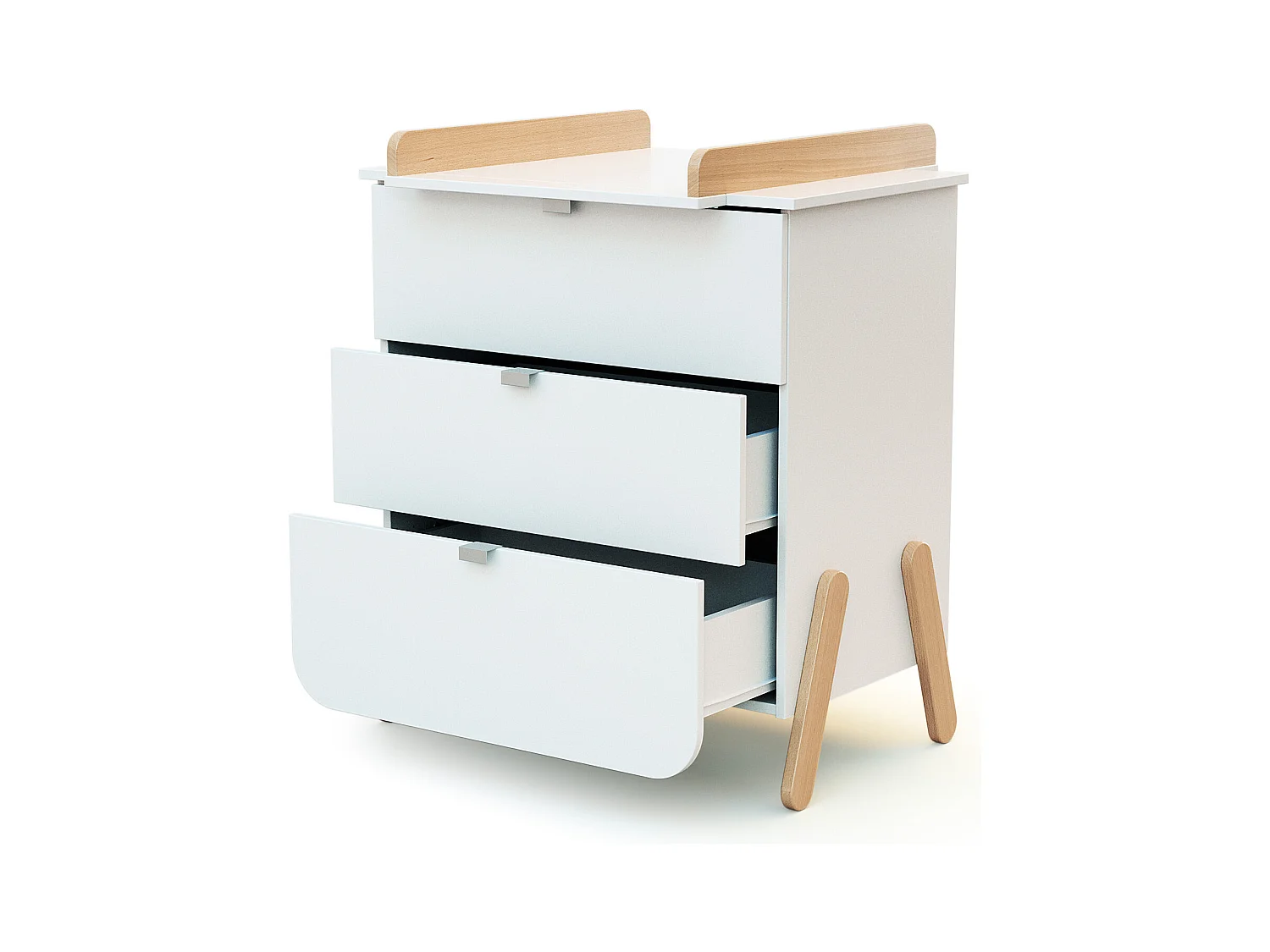 Cassettiera fasciatoio 3 cassetti PIRATE legno - Bianco/Faggio - 79 x 65,5 x 94