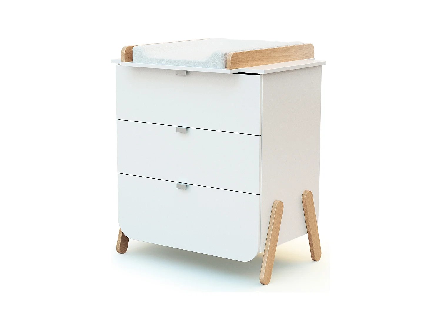 Commode met 3 laden PIRATE in hout Wit en Beuken