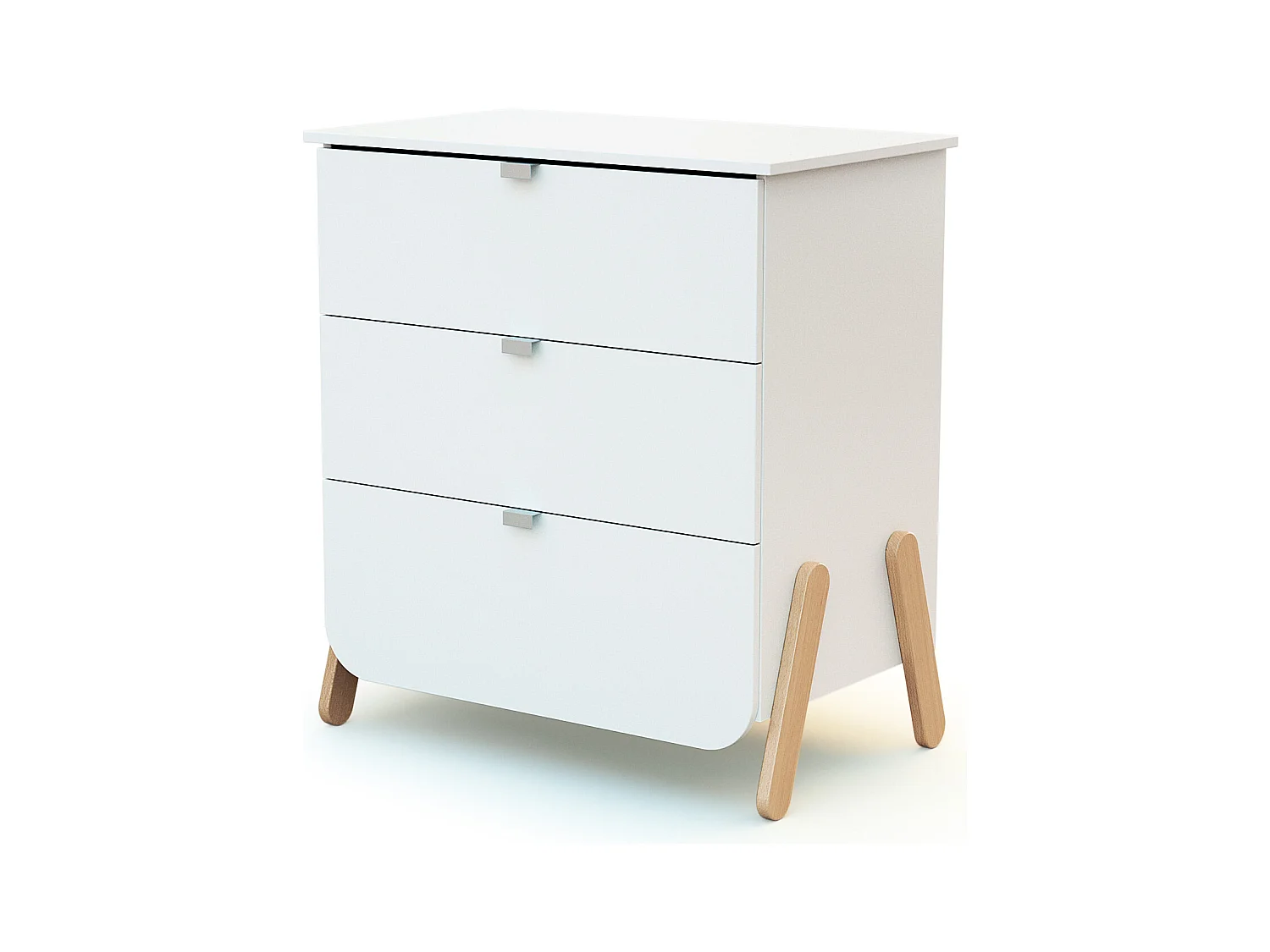 Commode met 3 laden PIRATE in hout Wit en Beuken