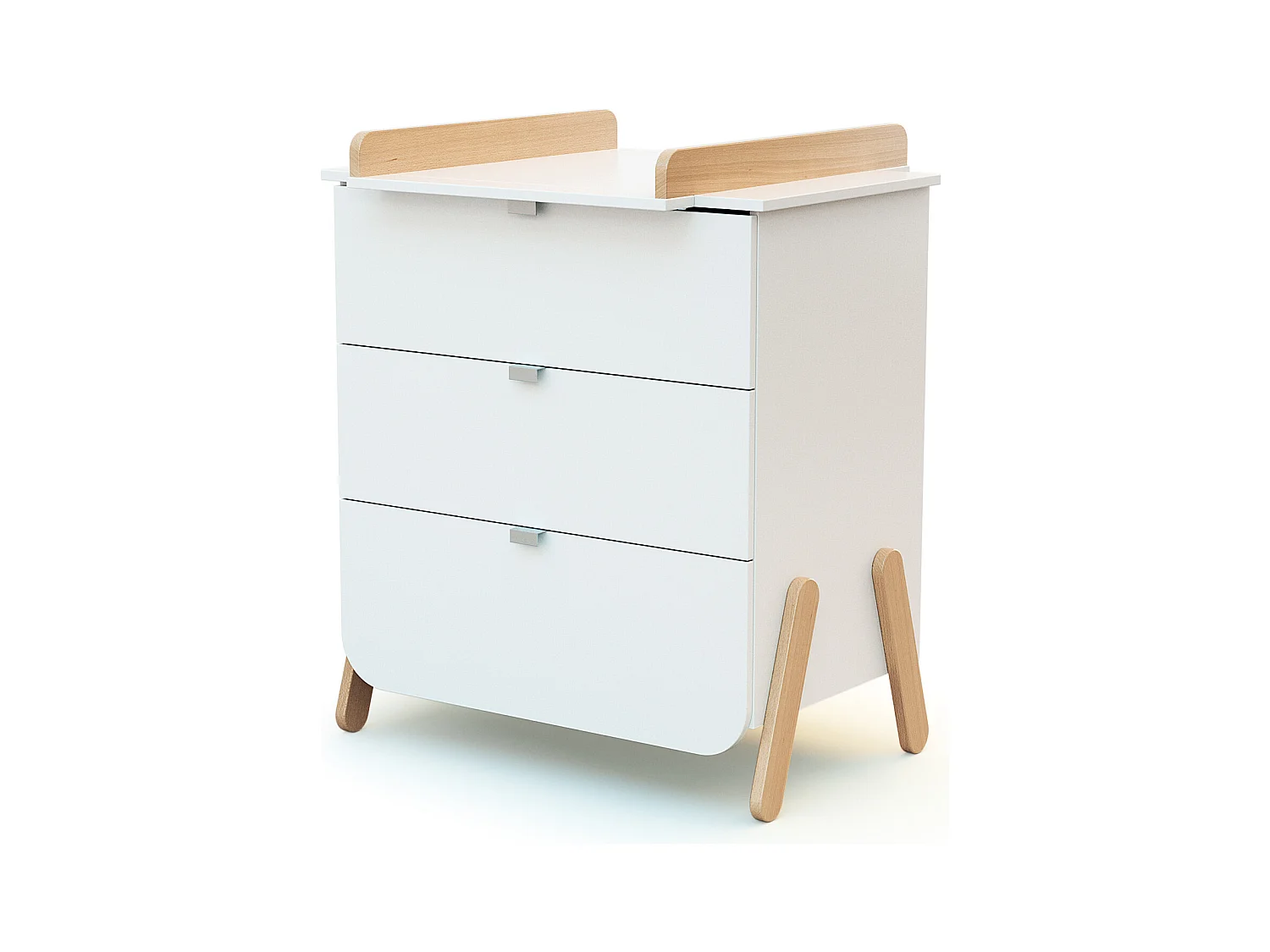 Commode met 3 laden PIRATE in hout Wit en Beuken