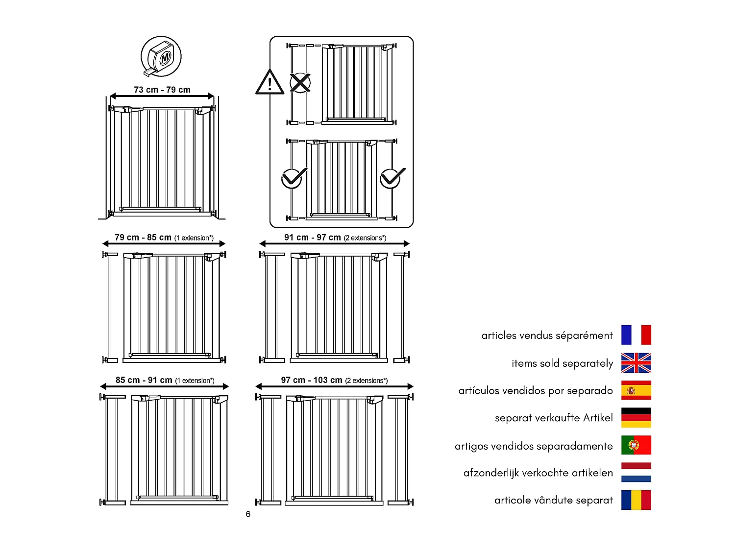 Baby veiligheidshek in staal Wit 72,5 en 79,5 cm MOBI