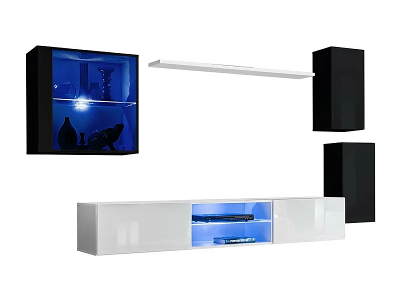 Set Wohnzimmermöbel SWITCH XXIII – LED – Schwarz und Weiß – Hängendes Design