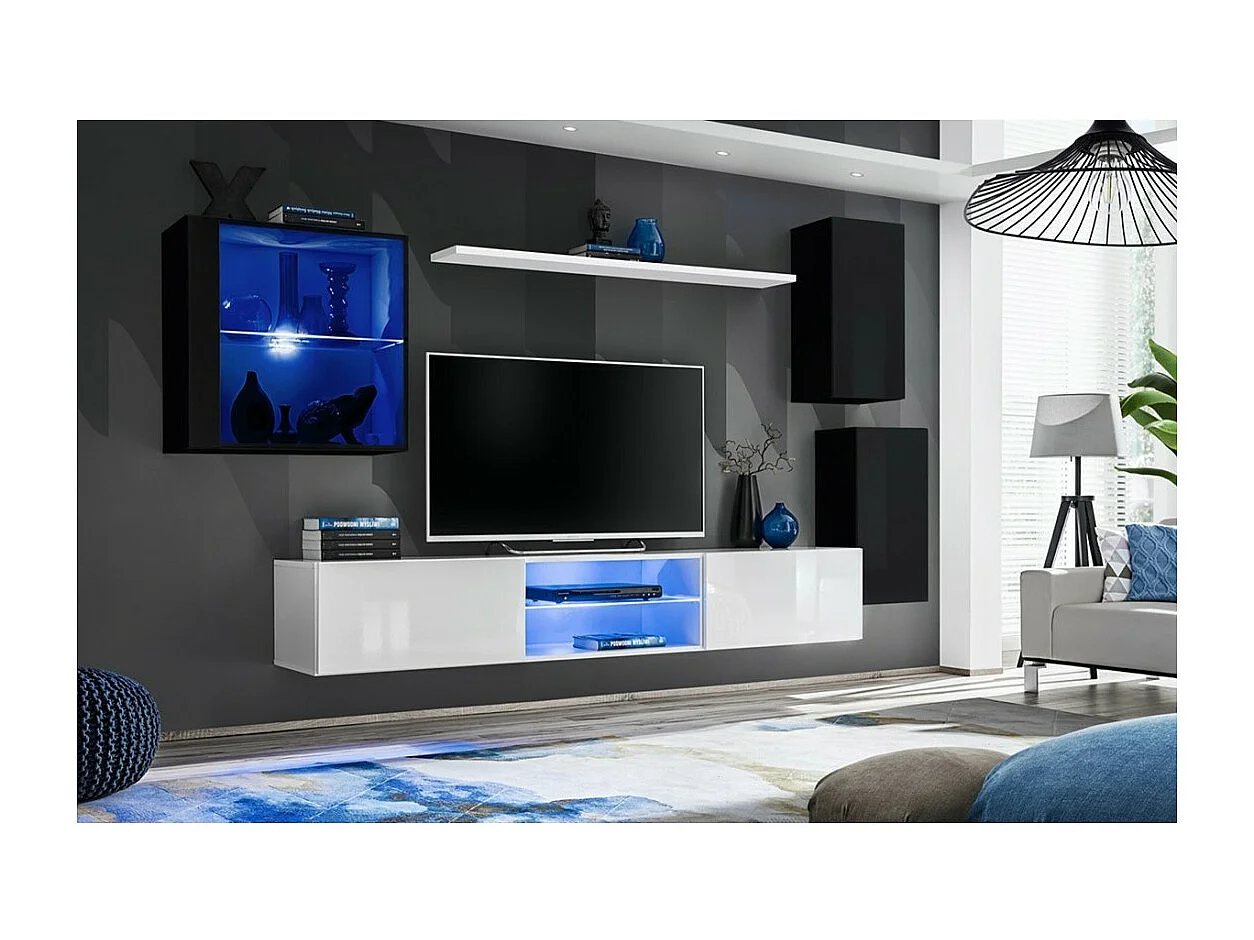 Conjunto de móveis para sala de estar SWITCH XXIII, design preto e branco
