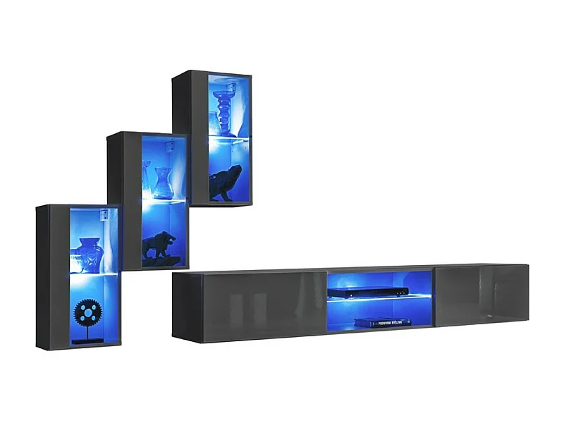 Ensemble meubles de salon SWITCH XXII design, coloris gris brillant.