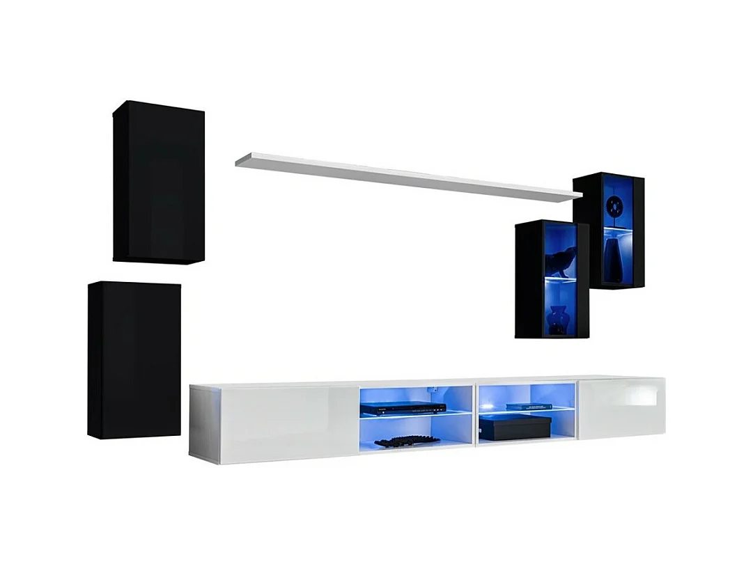 Set woonkamermeubels SWITCH XXV – LED – Zwart en Wit – Hangend design