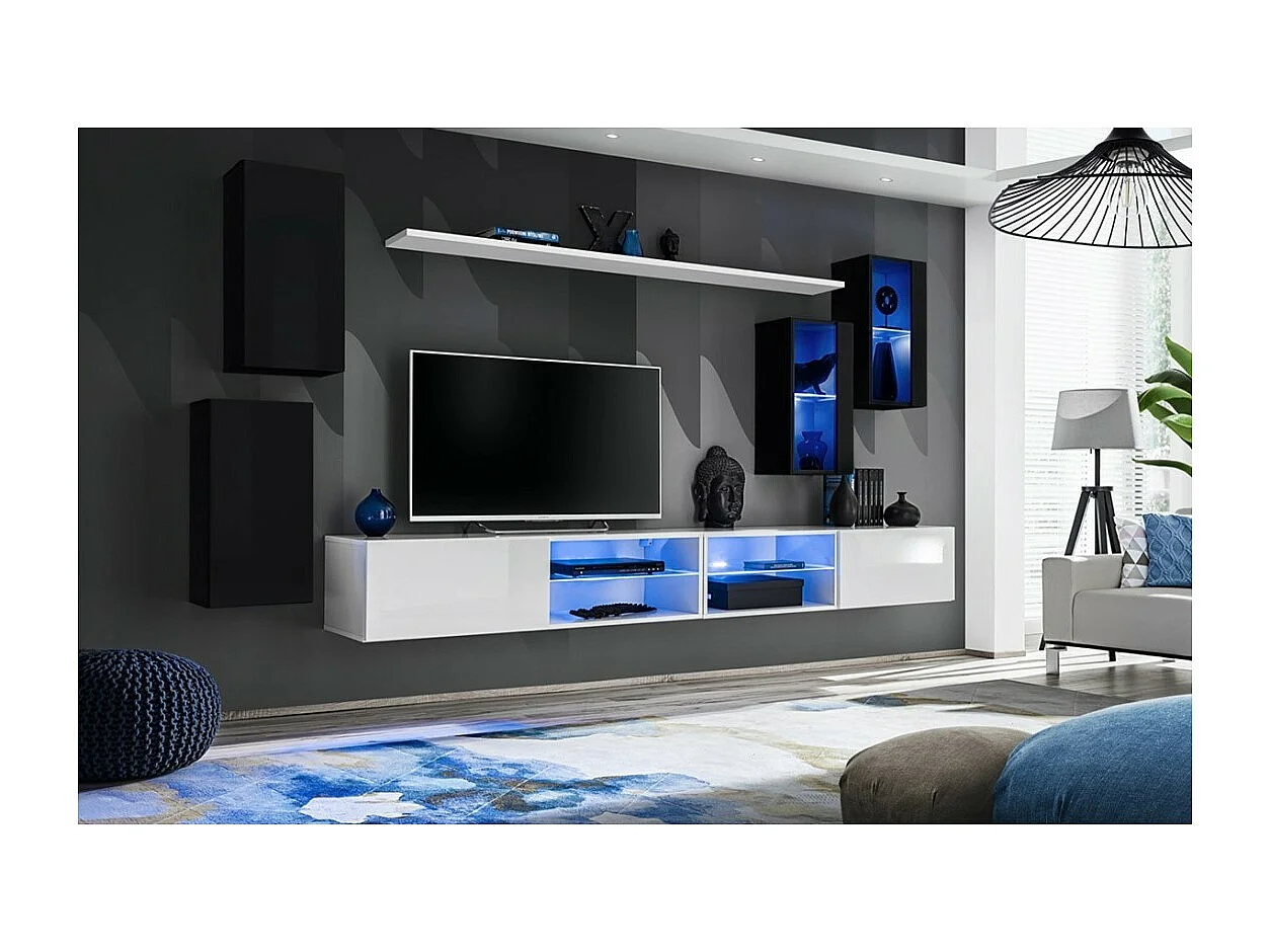 Conjunto de móveis para sala de estar SWITCH XXV, design em preto e branco.