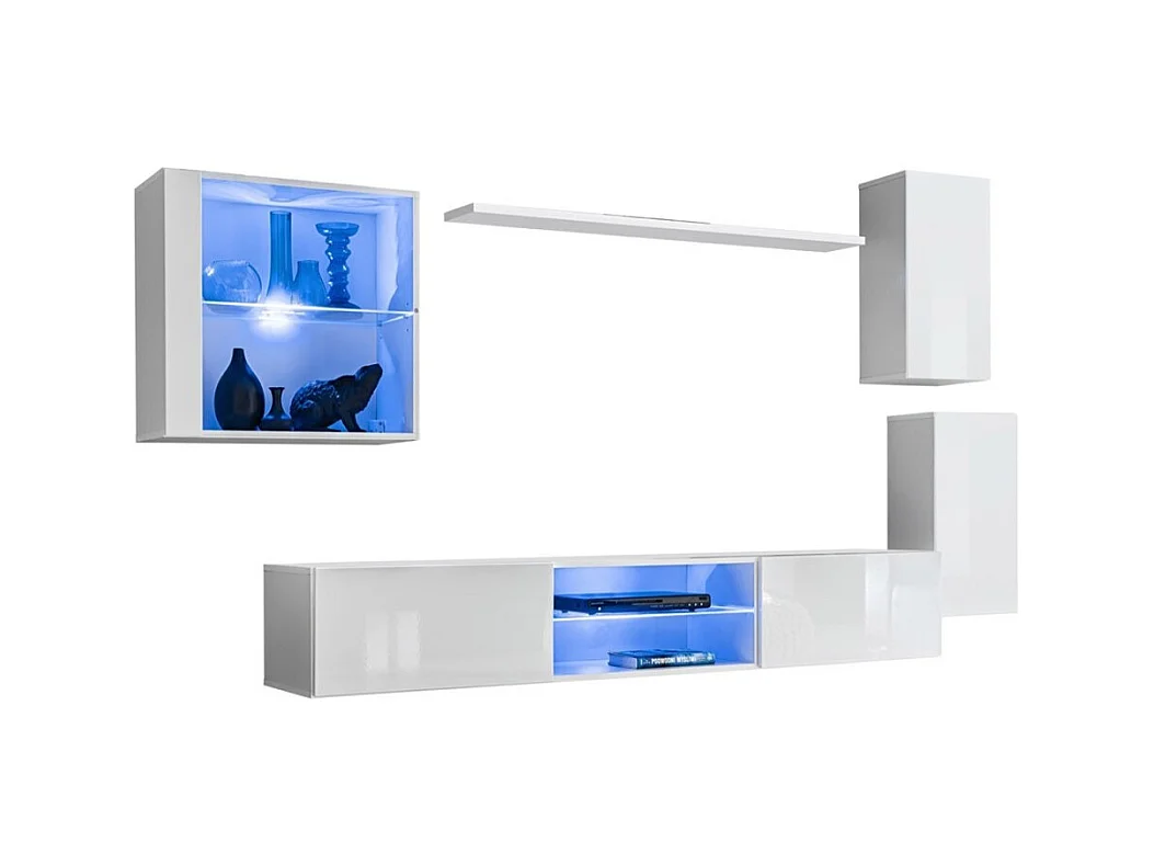 Woonkamermeubelset SWITCH XXIII, design in glanzend wit.