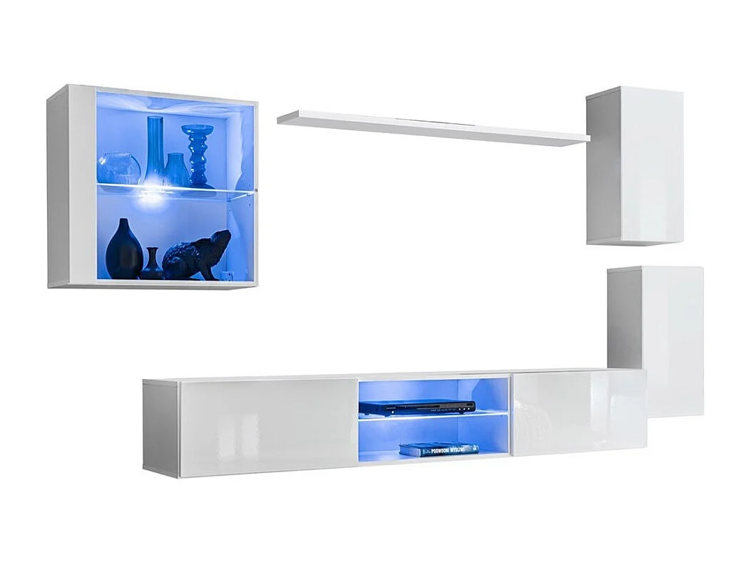 Ensemble meubles de salon SWITCH XXIII design, coloris blanc brillant.