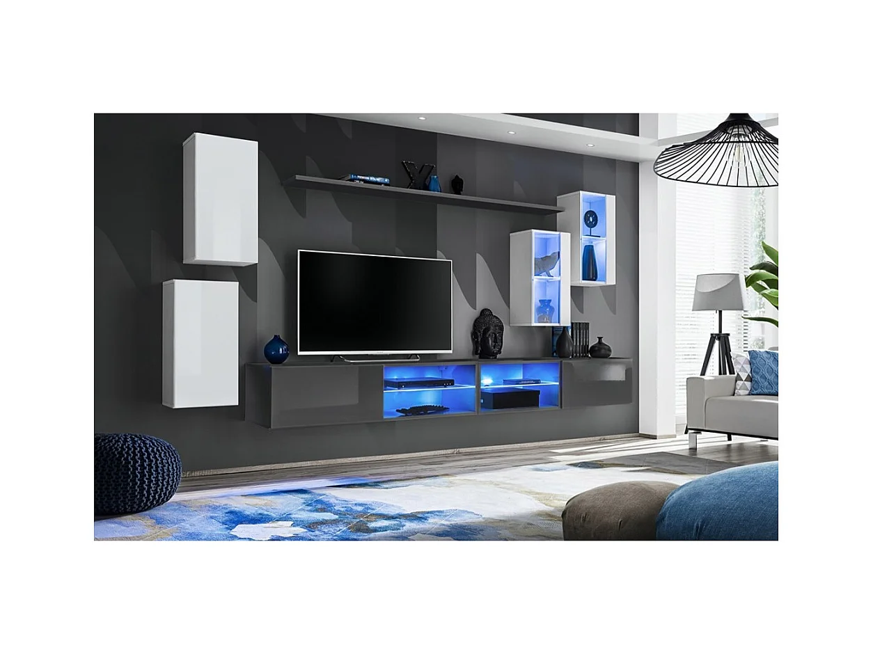 Set di mobili da soggiorno SWITCH XXV design, colore bianco e grigio.