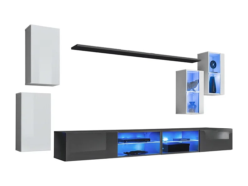 Ensemble meubles de salon SWITCH XXV design, coloris blanc et gris.