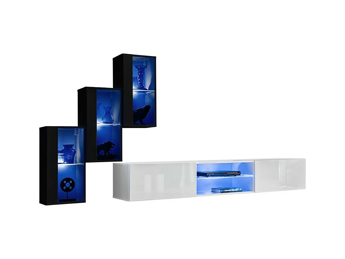 Ensemble meubles de salon SWITCH XXII – LED – Noir et blanc – Design suspendu