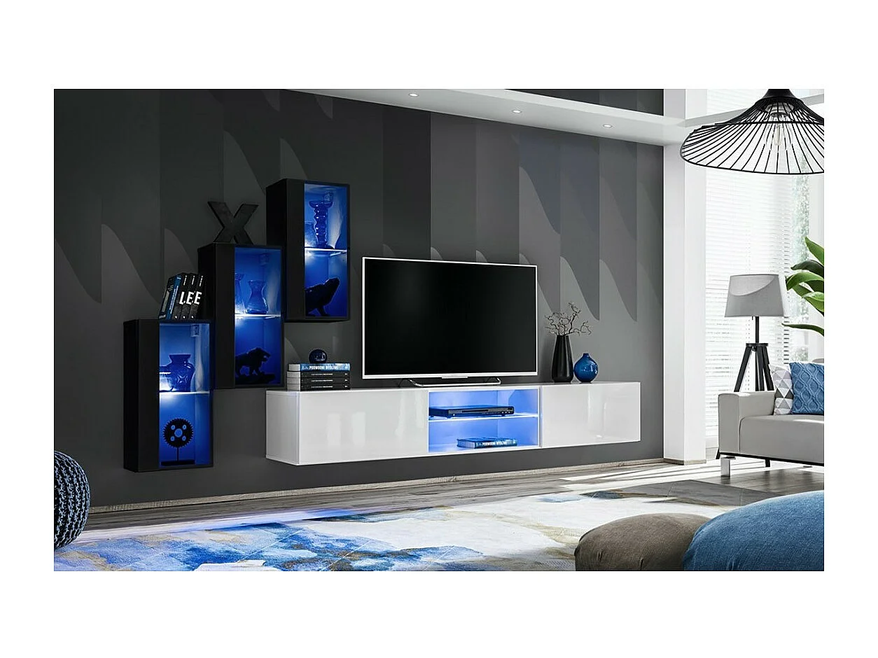 Ensemble meubles de salon SWITCH XXII – LED – Noir et blanc – Design suspendu