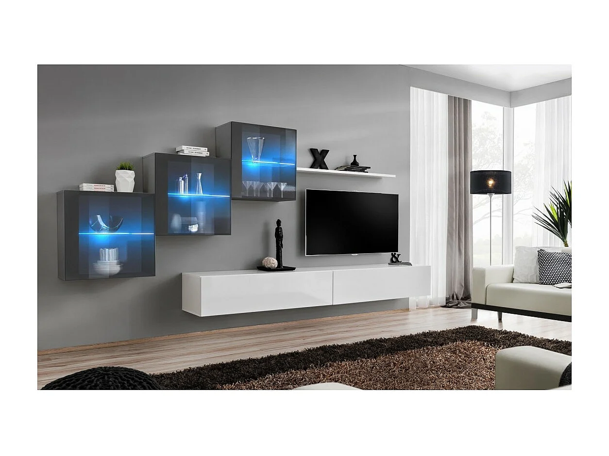 Salonmeubelset SWITCH XX design, in glanzend wit en grijs.