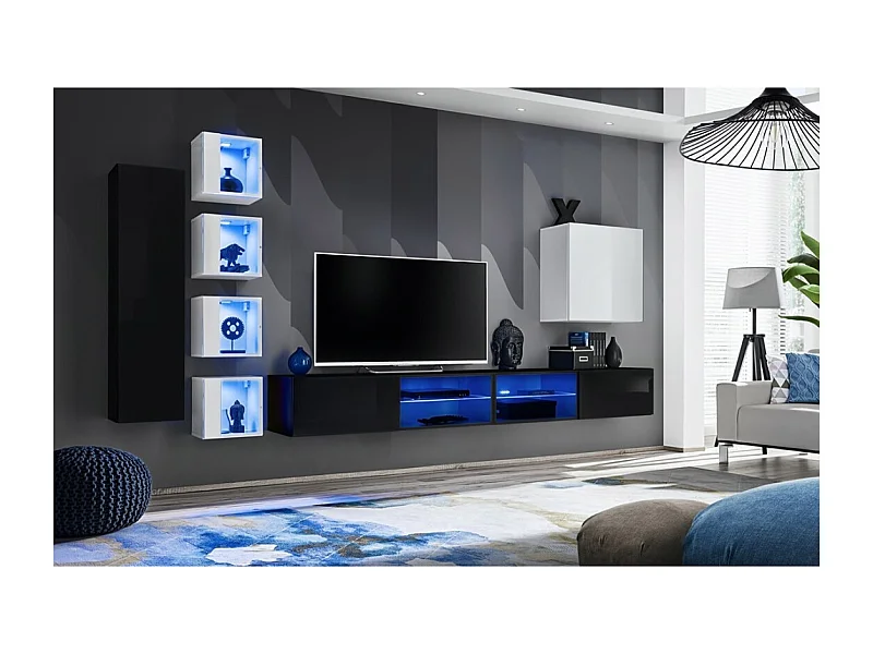 Wohnzimmermöbel-Set SWITCH XXVI – Schwarz und Weiß – LED-Beleuchtung – Modernes Design