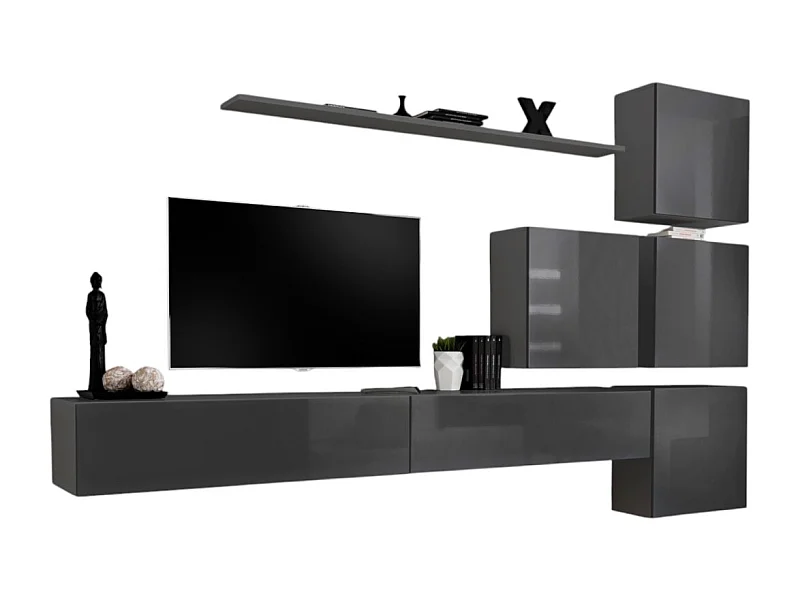 Mueble para TV de pared SWITCH IX diseño, color gris brillante.