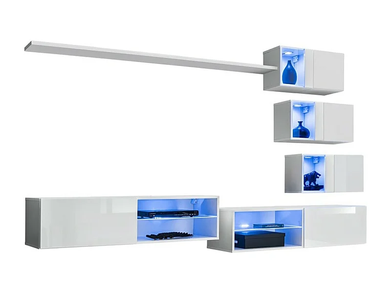 Set di mobili da salotto SWITCH XXIV design, colore bianco lucido.