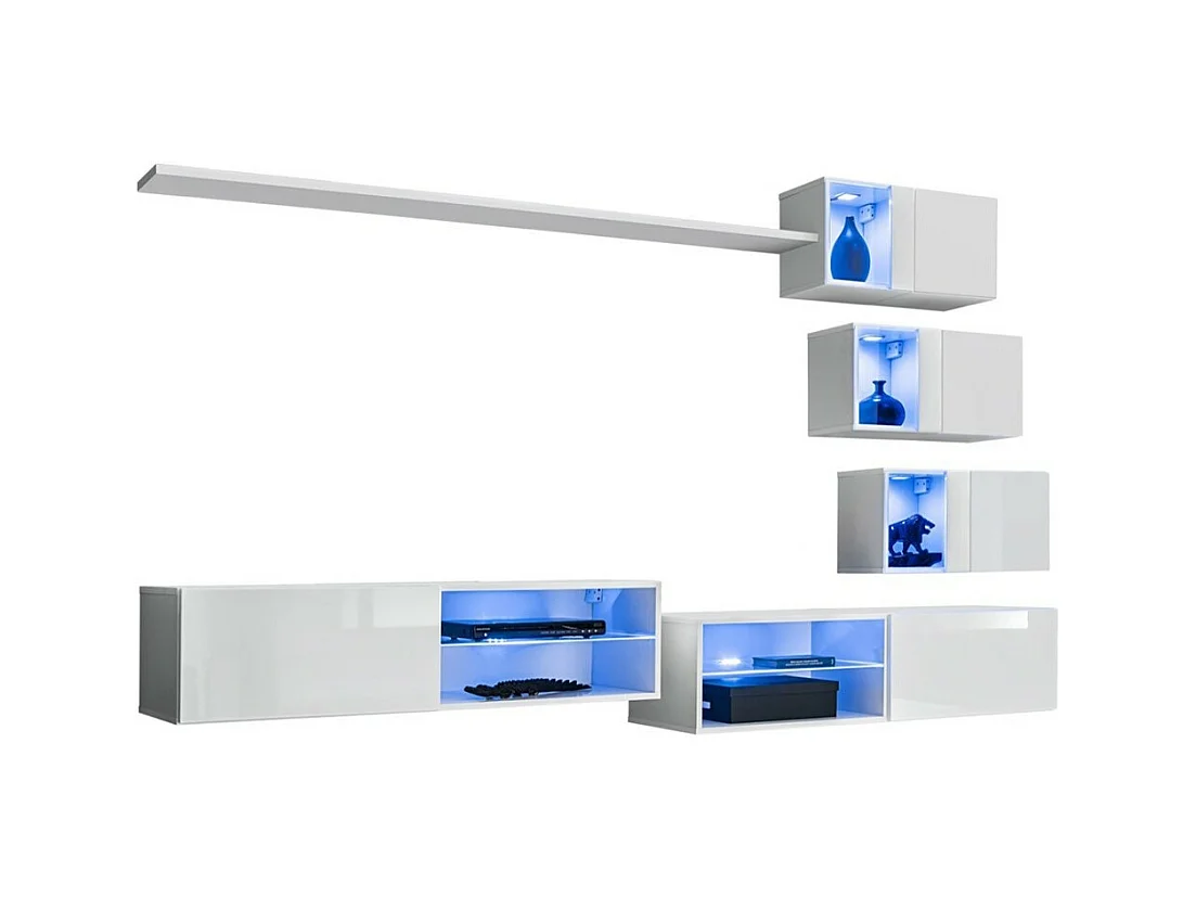 Ensemble meubles de salon SWITCH XXIV design, coloris blanc brillant.