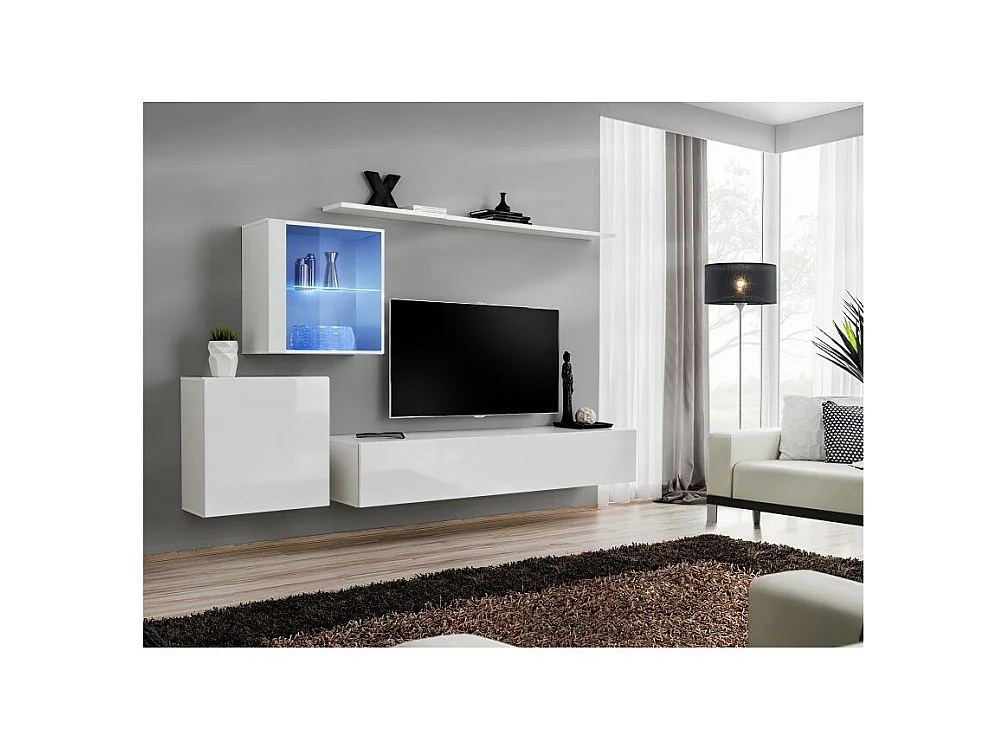 Wand-Salonmöbel-Set SWITCH XV im Design, glänzend weiß lackiert.