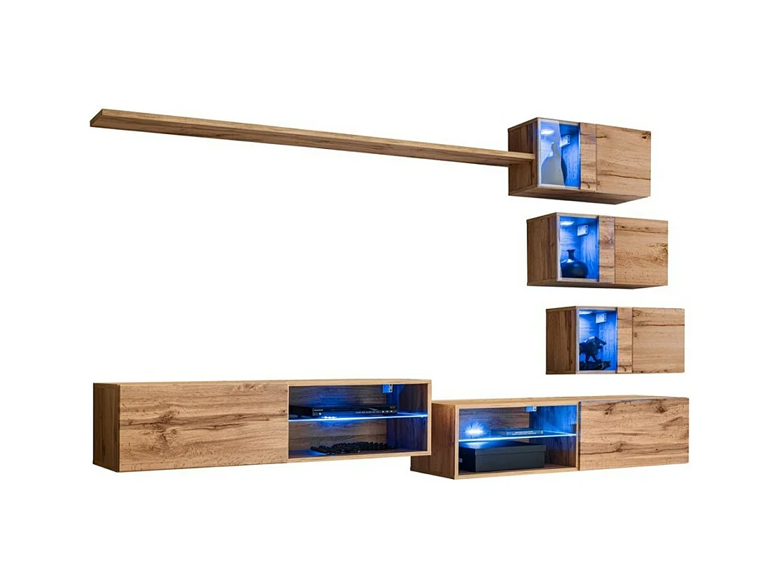 Ensemble meubles de salon SWITCH XXIV – LED – Chêne – Composition murale design