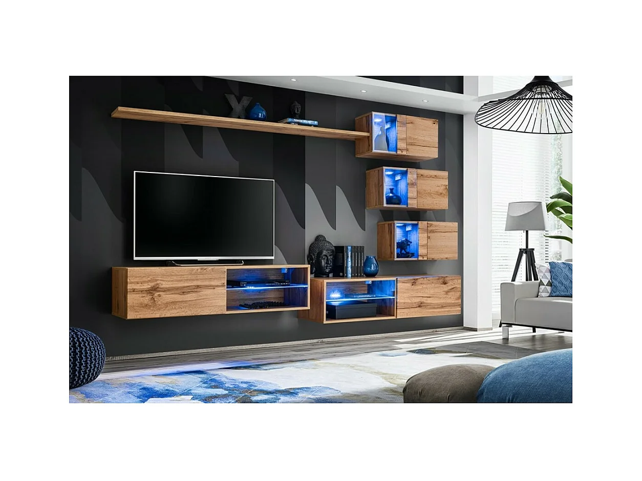 Ensemble meubles de salon SWITCH XXIV – LED – Chêne – Composition murale design