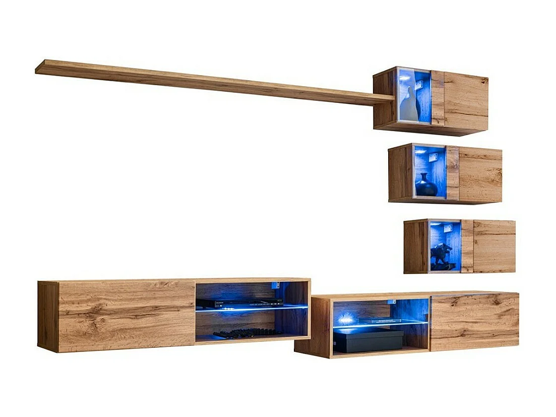 Ensemble meubles de salon SWITCH XXIV – LED – Chêne – Composition murale design