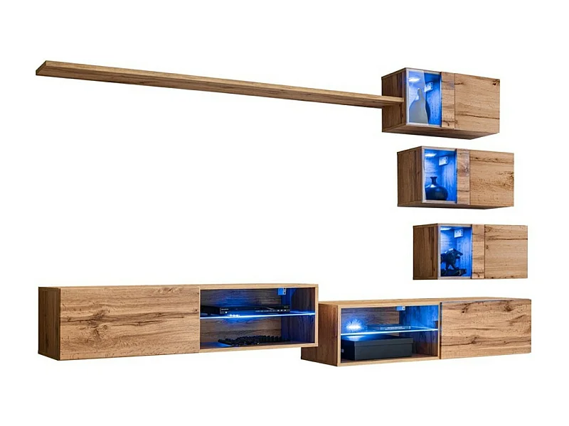 Ensemble meubles de salon SWITCH XXIV – LED – Chêne – Composition murale design