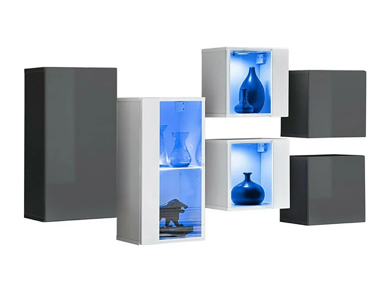 Ensemble meubles de salon SWITCH SBIV design. Coloris gris et blanc.