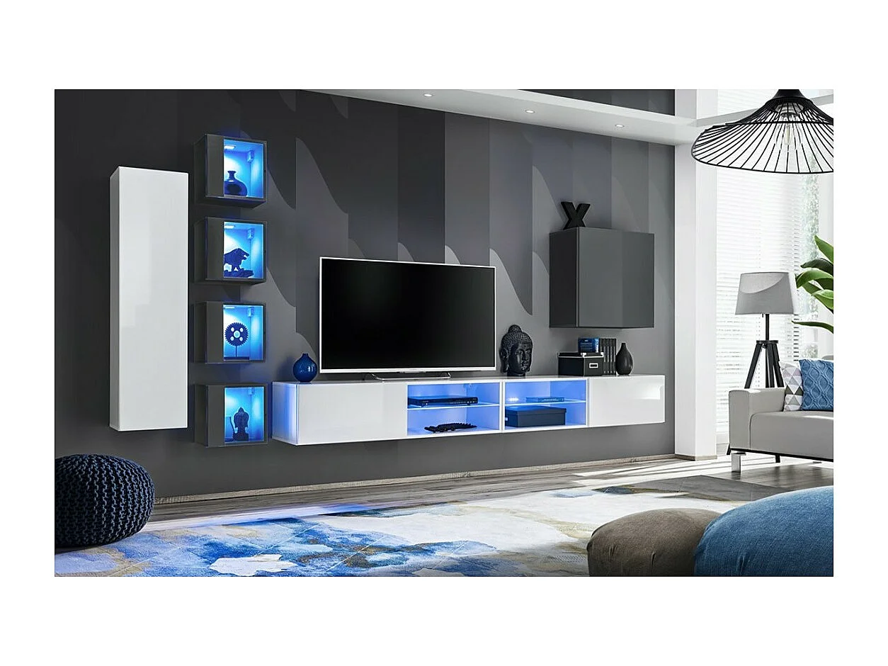 Woonkamer meubelset SWITCH XXVI design, in wit en grijs.