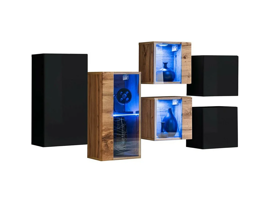 Woonkamerset SWITCH SBIV design. Kleuren zwart en eiken.