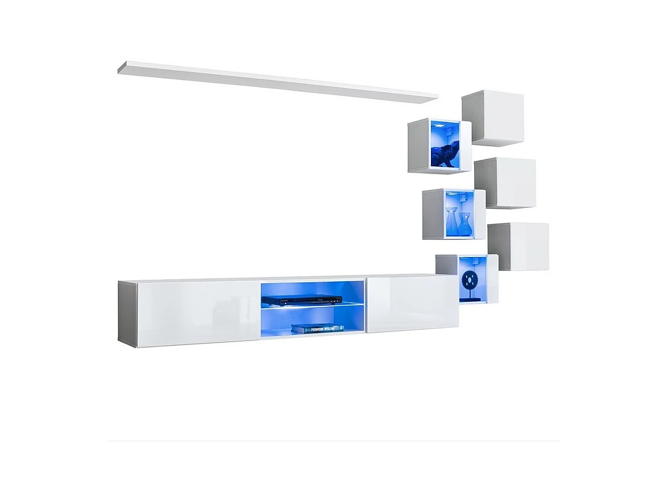 Conjunto de muebles de salón SWITCH XXI diseño, color blanco brillante.