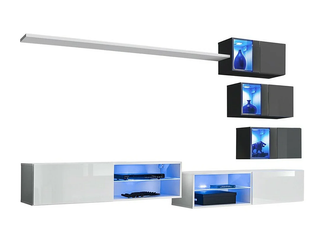 Woonkamerset SWITCH XXIV design, in wit en grijs.