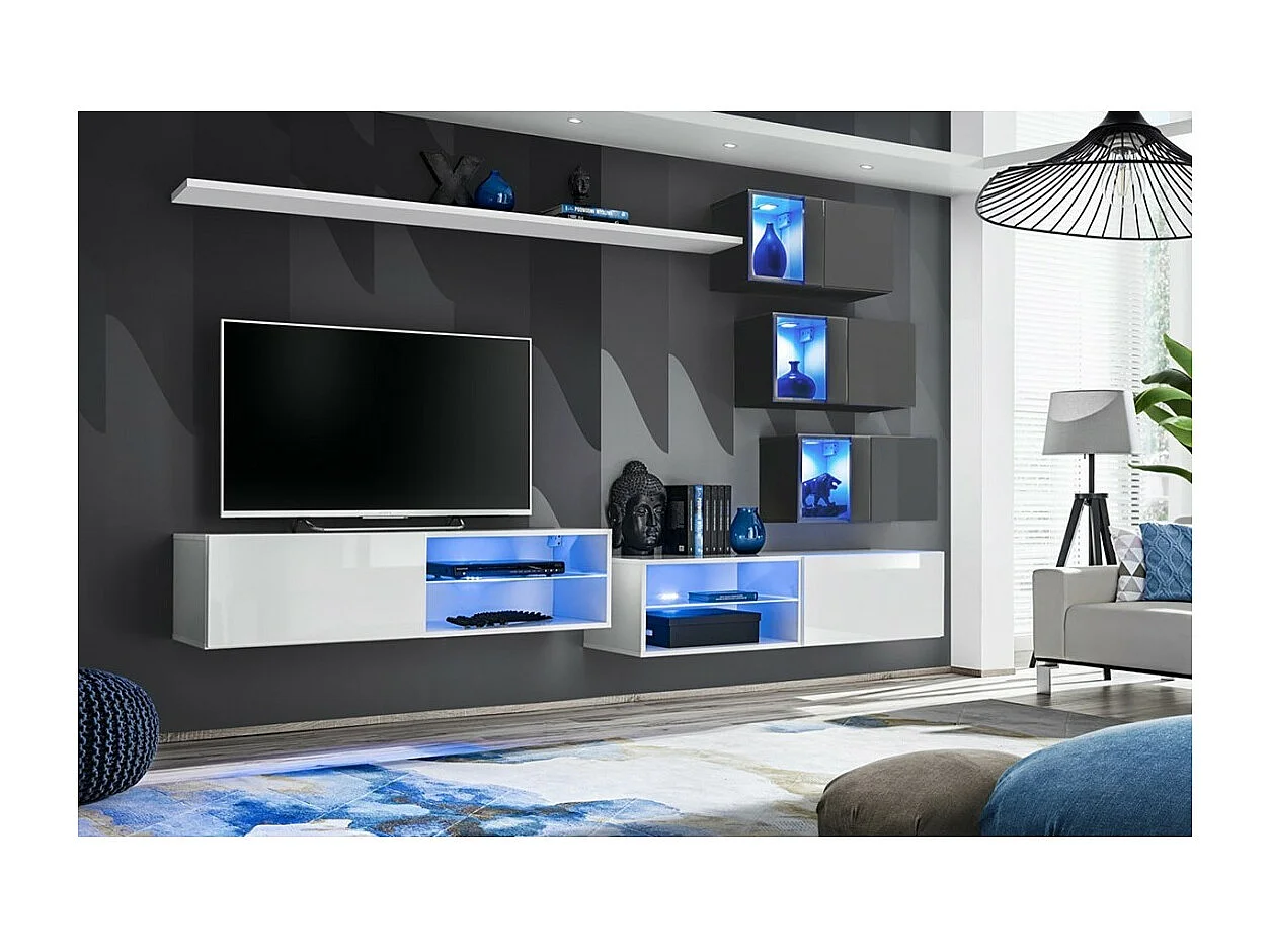 Woonkamerset SWITCH XXIV design, in wit en grijs.