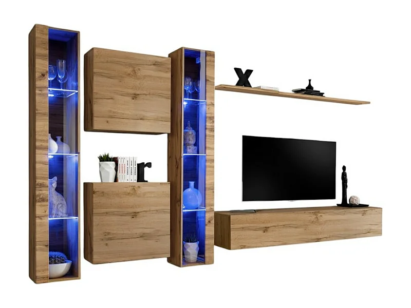 Conjunto de muebles de salón mural SWITCH XVI diseño, color roble Wotan.