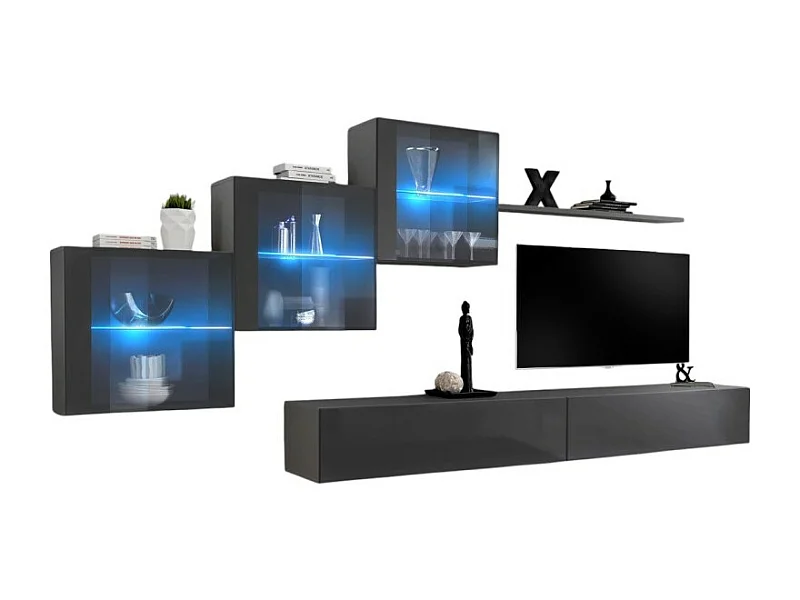 Woonkamermeubelset SWITCH XX design, in glanzend grijze kleur.