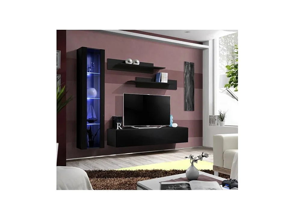 Móvel para TV FLY G2 design, na cor preto brilhante. Móvel suspenso moderno e na moda para a sua sala de estar.