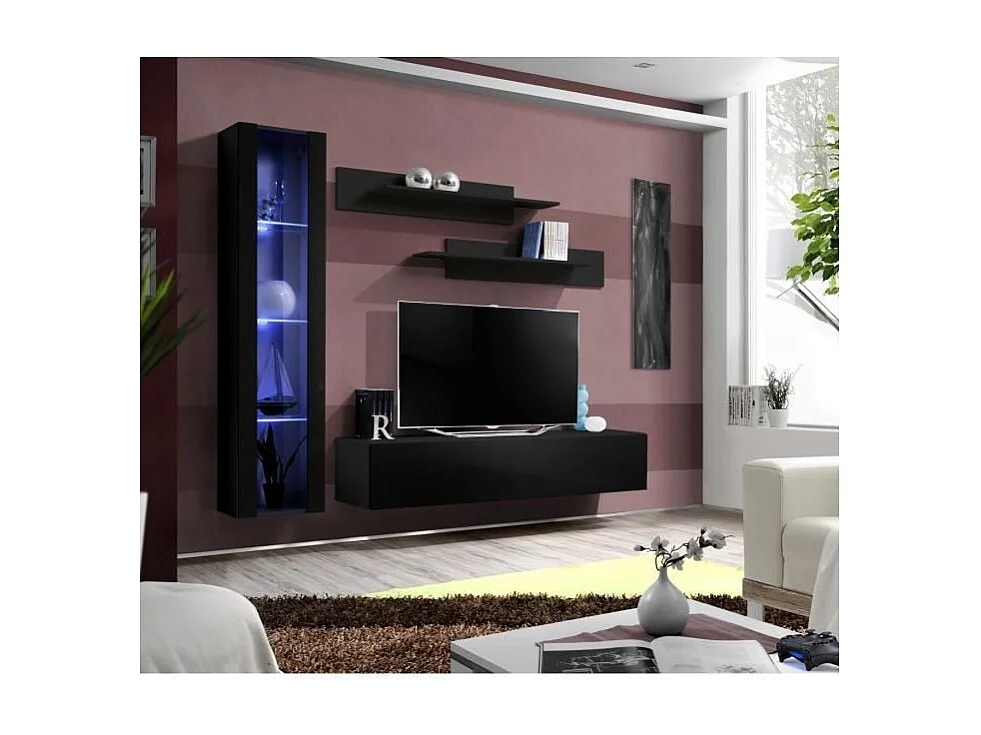 Móvel para TV FLY G2 design, na cor preto brilhante. Móvel suspenso moderno e na moda para a sua sala de estar.