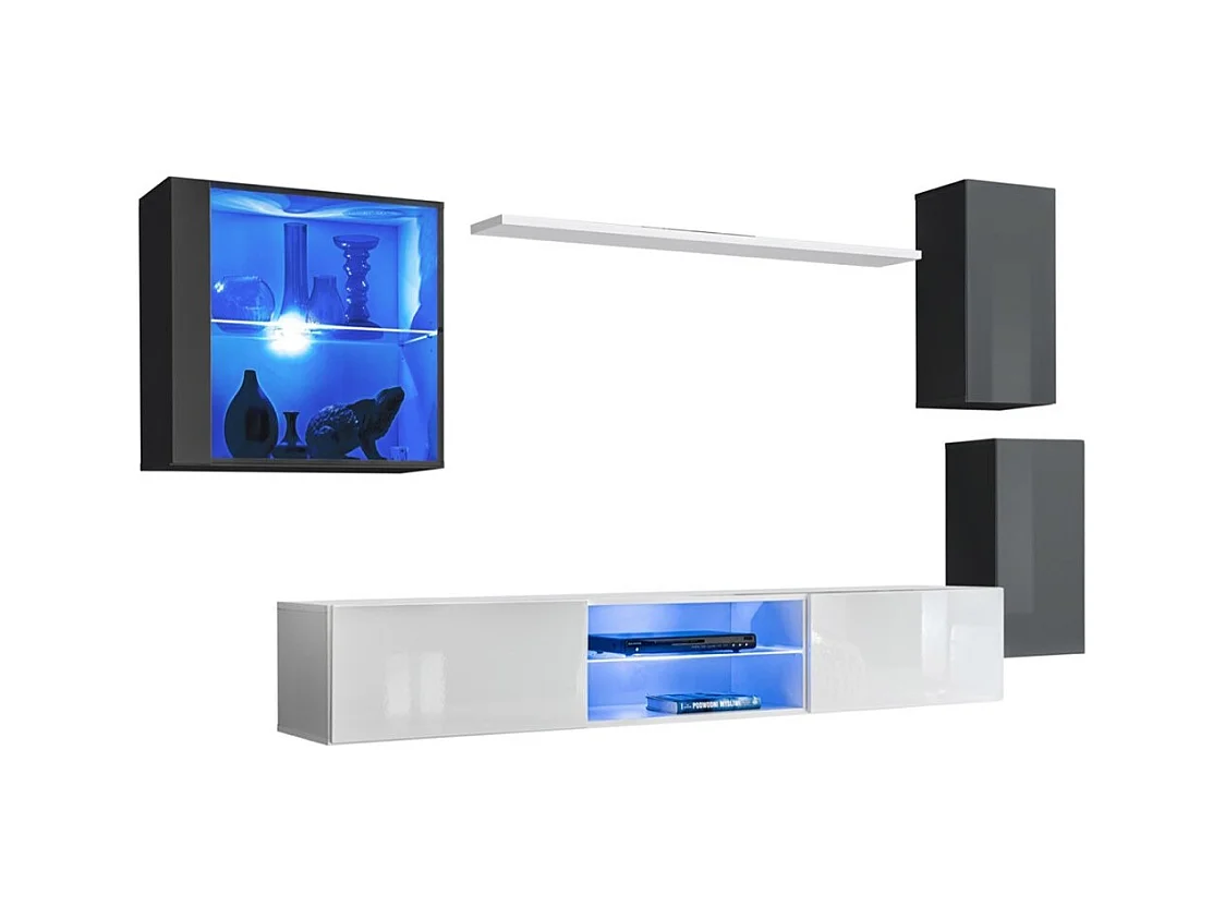 Ensemble meubles de salon SWITCH XXIII – LED – Gris et blanc – Design suspendu