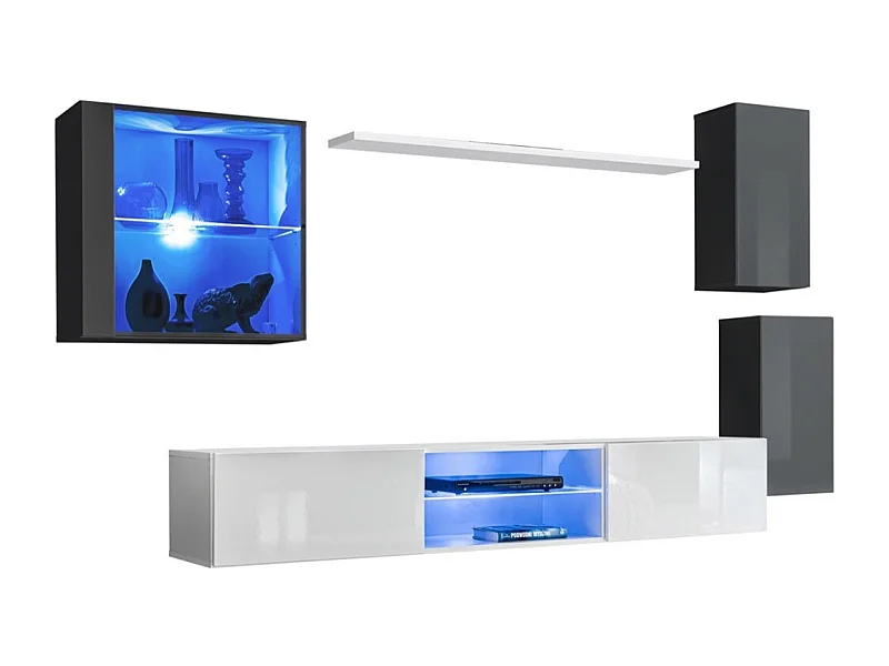 Ensemble meubles de salon SWITCH XXIII – LED – Gris et blanc – Design suspendu