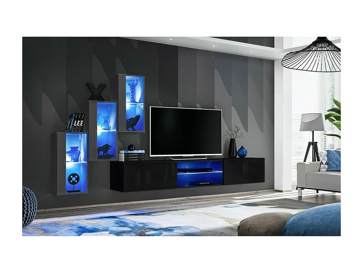 Ensemble meubles de salon SWITCH XXII design, coloris gris et noir.